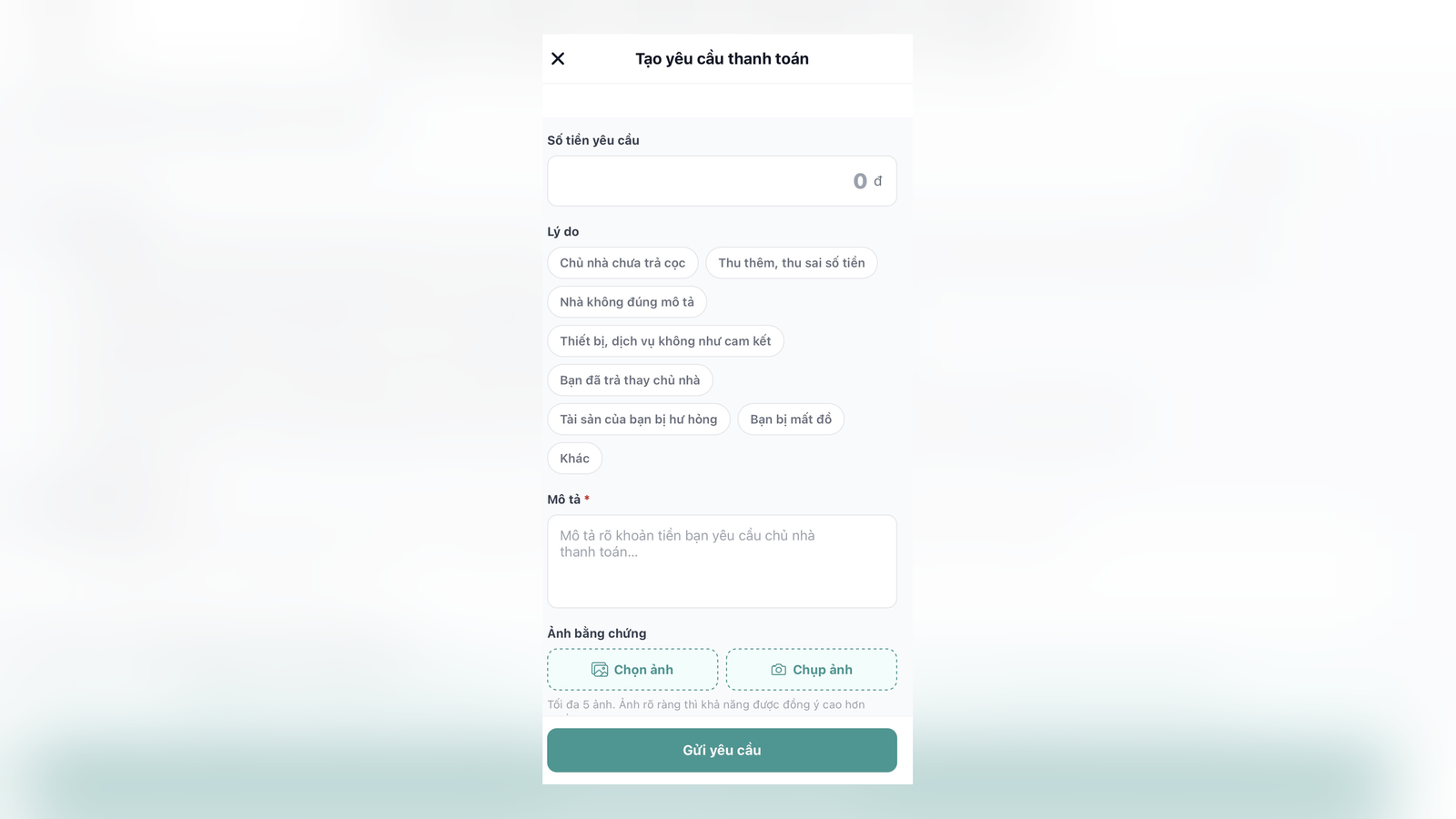 Chi tiết giao diện thu tiền - app khách