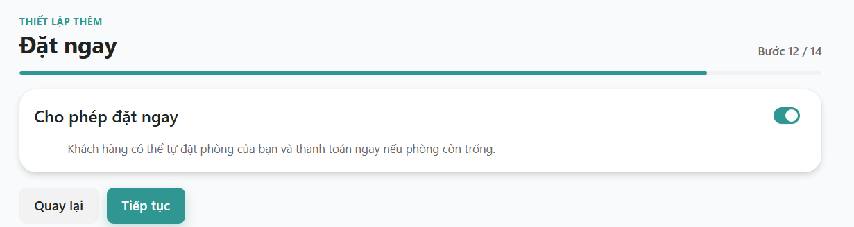 Trình tạo listing - tính năng đặt ngay