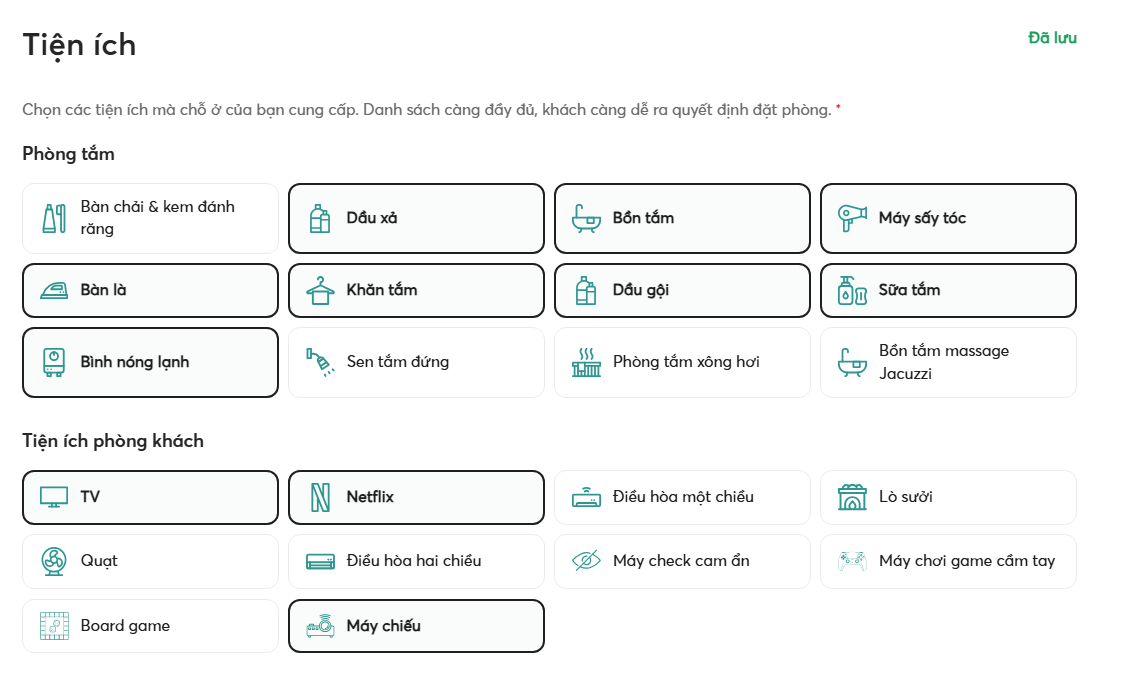 Giao diện đã lưu phần tiện ích - web host