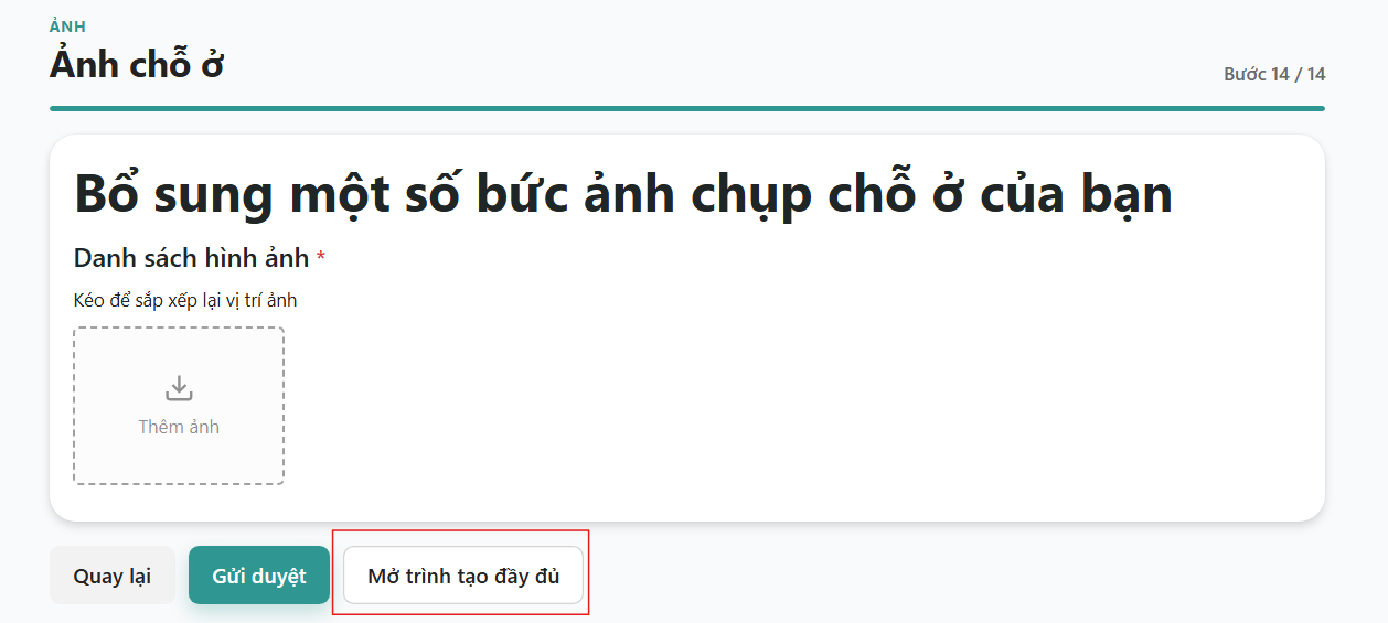 Giao diện cuối cùng khi tạo listing trên web host