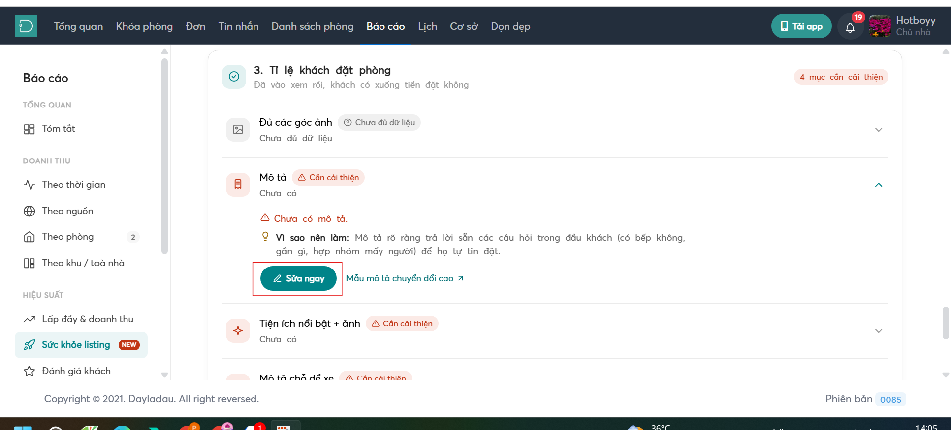 Mô tả - Sức khỏe & đề xuất listing