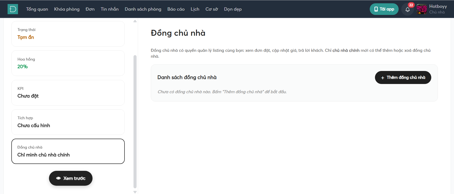 Đồng chủ nhà - listing - web host